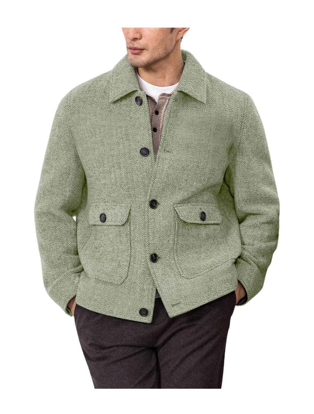 Men Vintage Button Jacket Casual Outerwear For Daily Commute