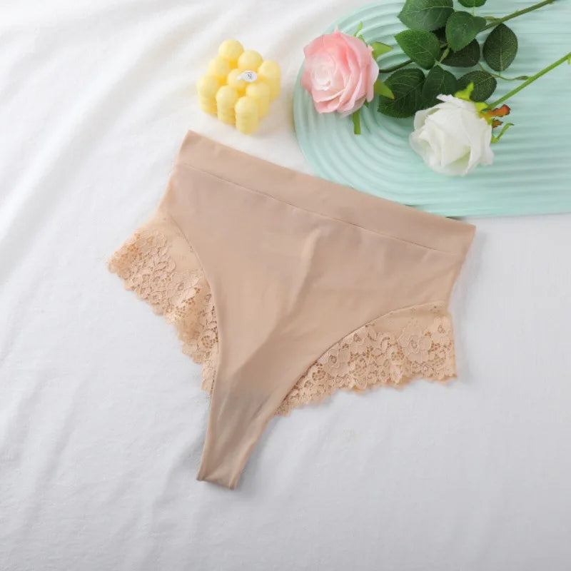 Women's High Waist Panties Sexy Underpants Spliced Lace Lingerie