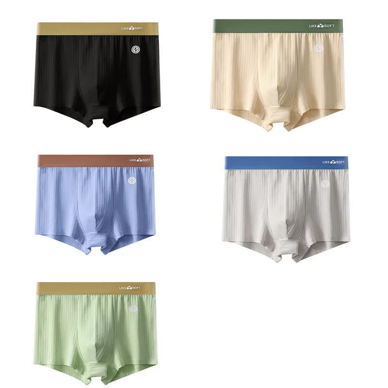 5 Pcs Men's Striped Funny Boxer Shorts Underwear Sexy Underpants Man Male Homme U Convex Shorts Lingerie Boxershorts Panties