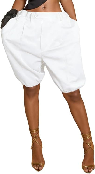 Cross-Border Foreign Trade European and American Women's Clothing Amazon New Fashion Loose Casual Lantern Pants Cuffed Shorts