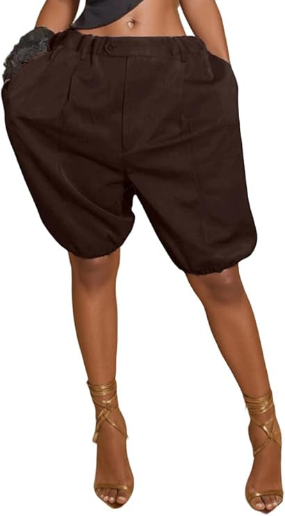 Cross-Border Foreign Trade European and American Women's Clothing Amazon New Fashion Loose Casual Lantern Pants Cuffed Shorts