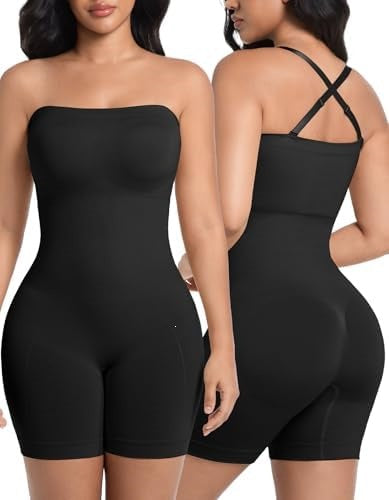 Simiya Shapewear Bodysuit with Built-In Bra, Strapless/Camisole Top for Tummy Control, Full Body Shaping