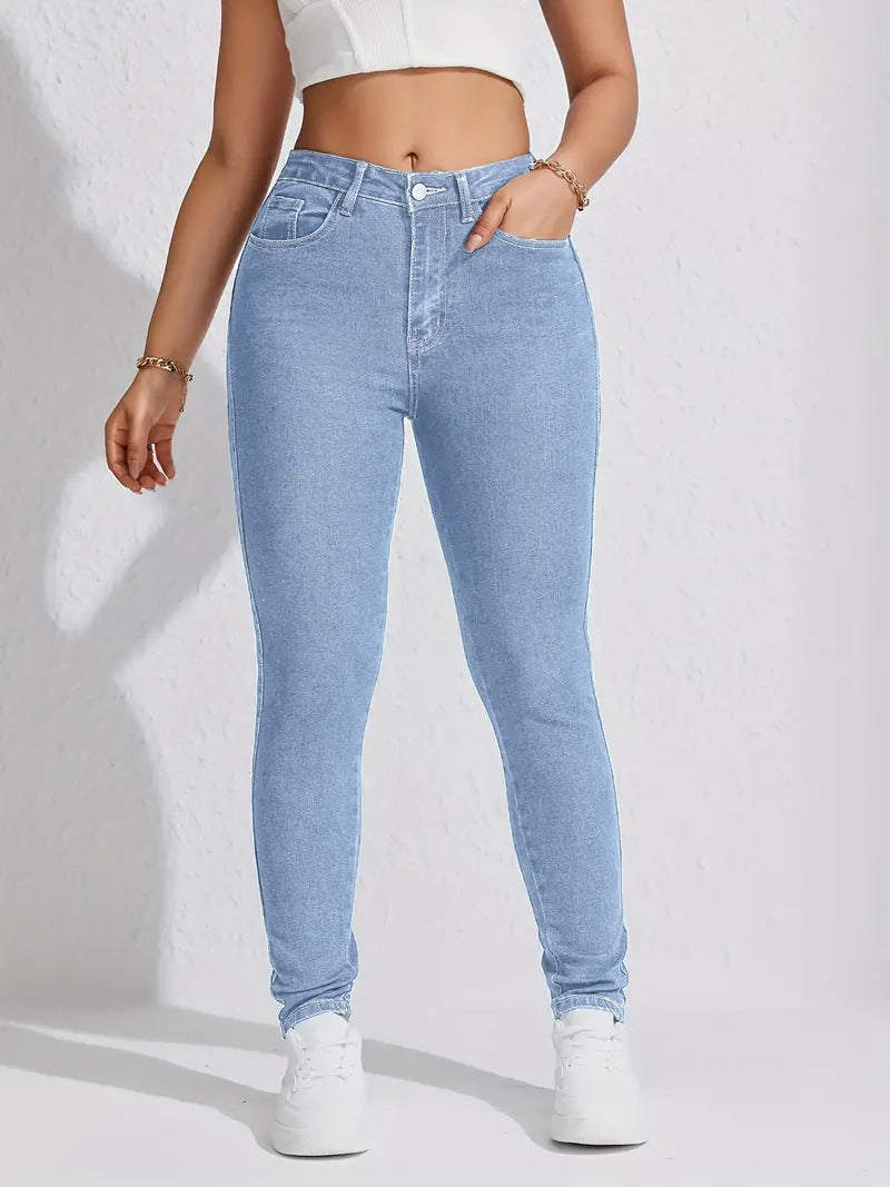 Amazon Aliexpress Hot-Selling Women's Clothing European and American Style Butt-Lifting Slimming High-Waisted Stretch Jeans Cross-Border Jeans for Women