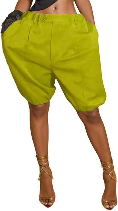 Cross-Border Foreign Trade European and American Women's Clothing Amazon New Fashion Loose Casual Lantern Pants Cuffed Shorts