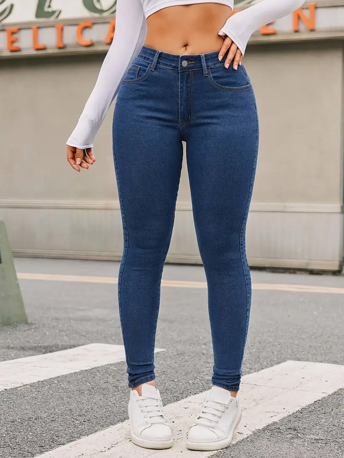 Amazon Aliexpress Hot-Selling Women's Clothing European and American Style Butt-Lifting Slimming High-Waisted Stretch Jeans Cross-Border Jeans for Women
