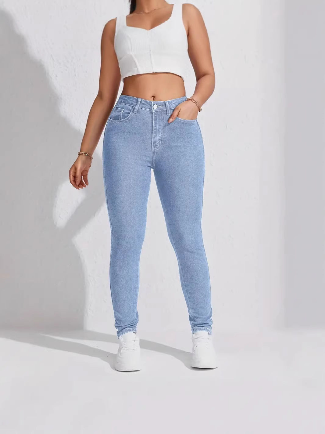 Amazon Aliexpress Hot-Selling Women's Clothing European and American Style Butt-Lifting Slimming High-Waisted Stretch Jeans Cross-Border Jeans for Women