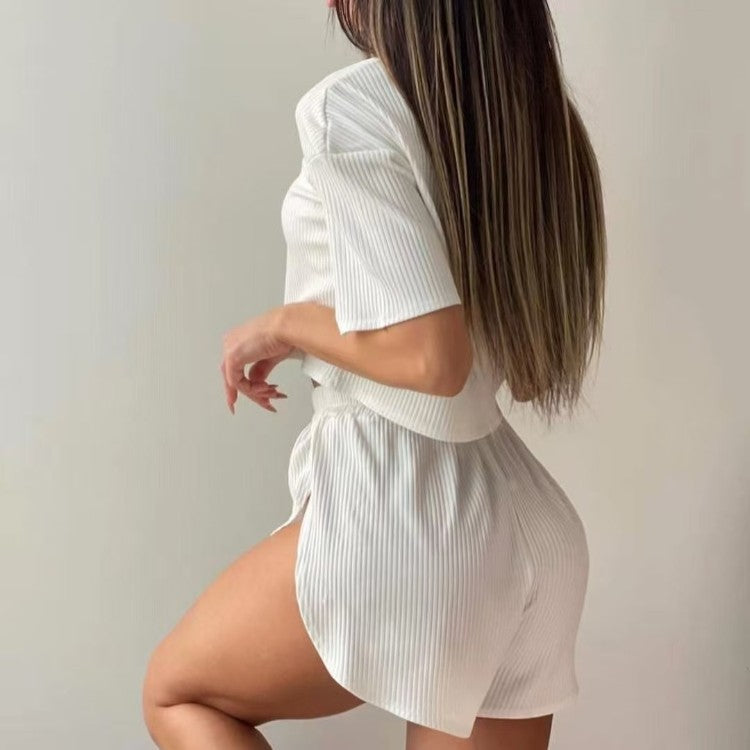 2025 European and American Casual Women's Pajamas, Comfortable and Sexy Shorts, Home Wear Set, Can Be Worn Outside, Cross-Border