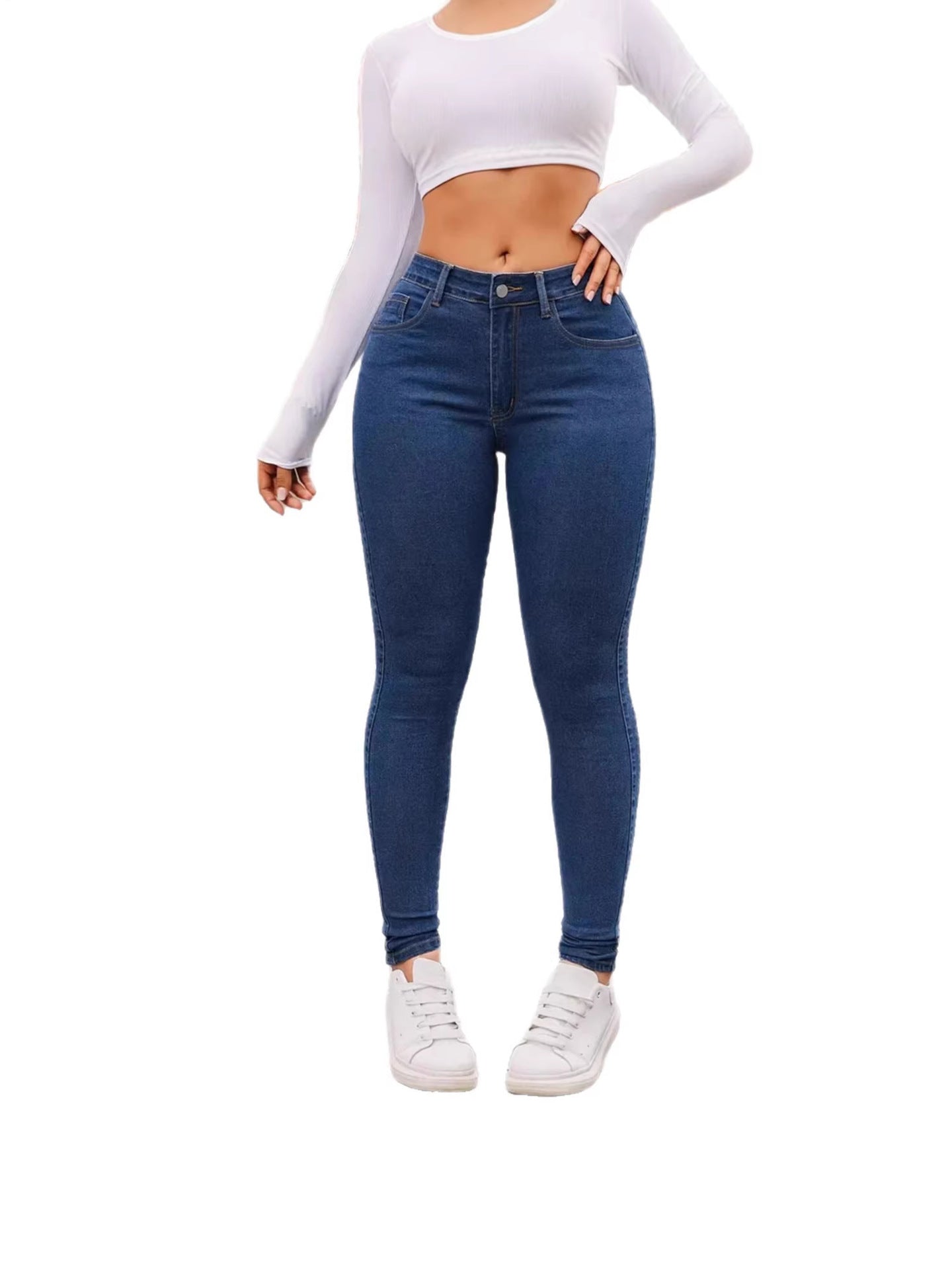 Amazon Aliexpress Hot-Selling Women's Clothing European and American Style Butt-Lifting Slimming High-Waisted Stretch Jeans Cross-Border Jeans for Women