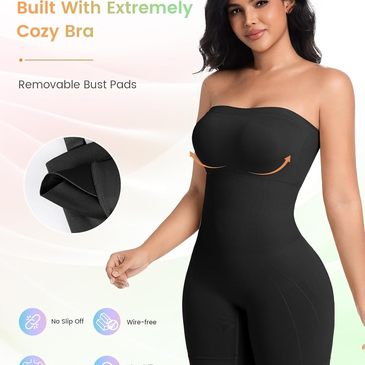 Simiya Shapewear Bodysuit with Built-In Bra, Strapless/Camisole Top for Tummy Control, Full Body Shaping