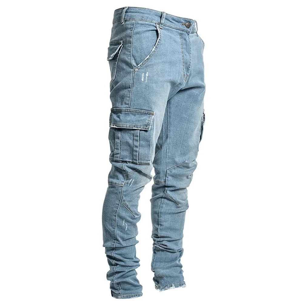 Men's Slim Fit Cargo Denim Jeans