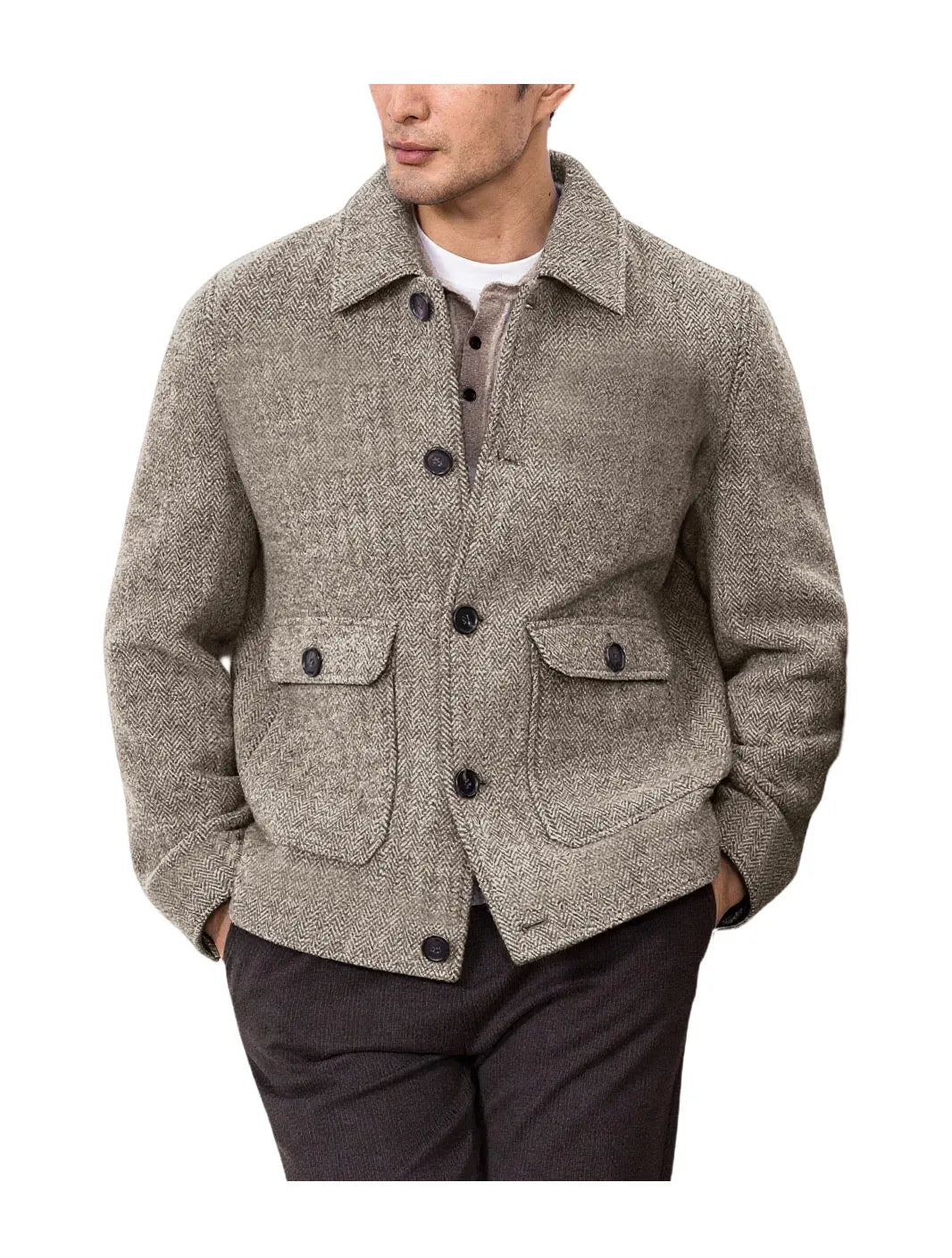 Men Vintage Button Jacket Casual Outerwear For Daily Commute