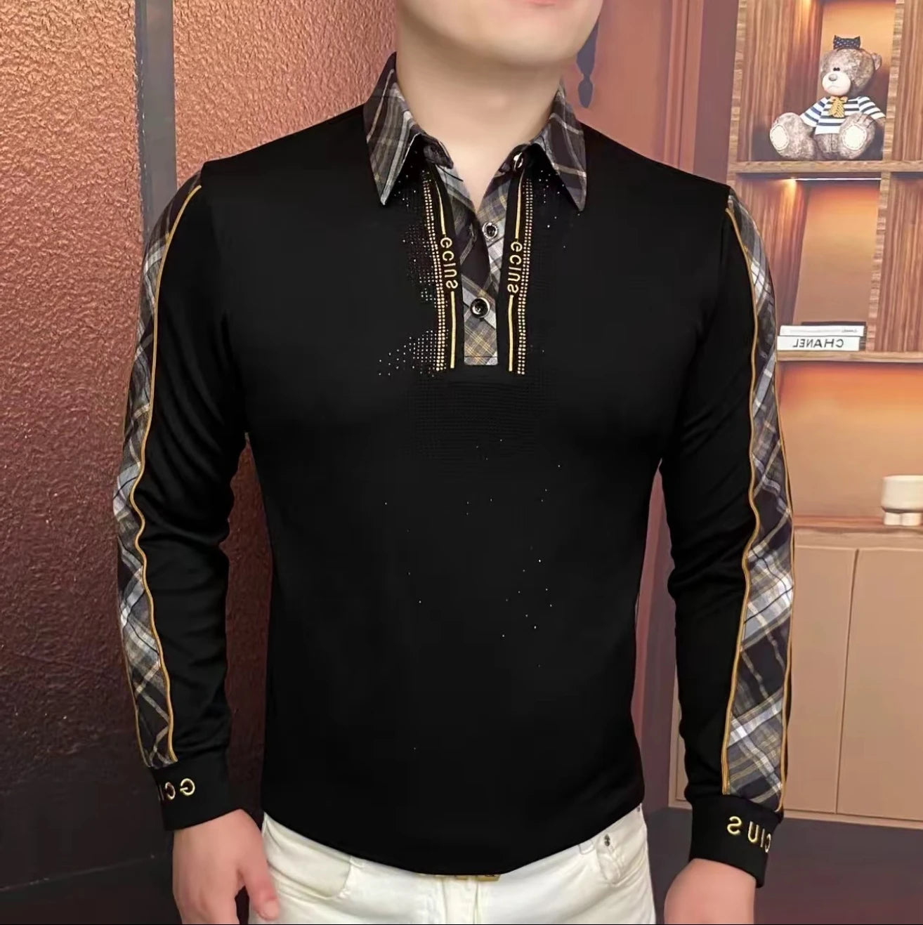 Men’s Casual Patchwork Sweatshirt – Turn-Down Collar Pullover Top 2025