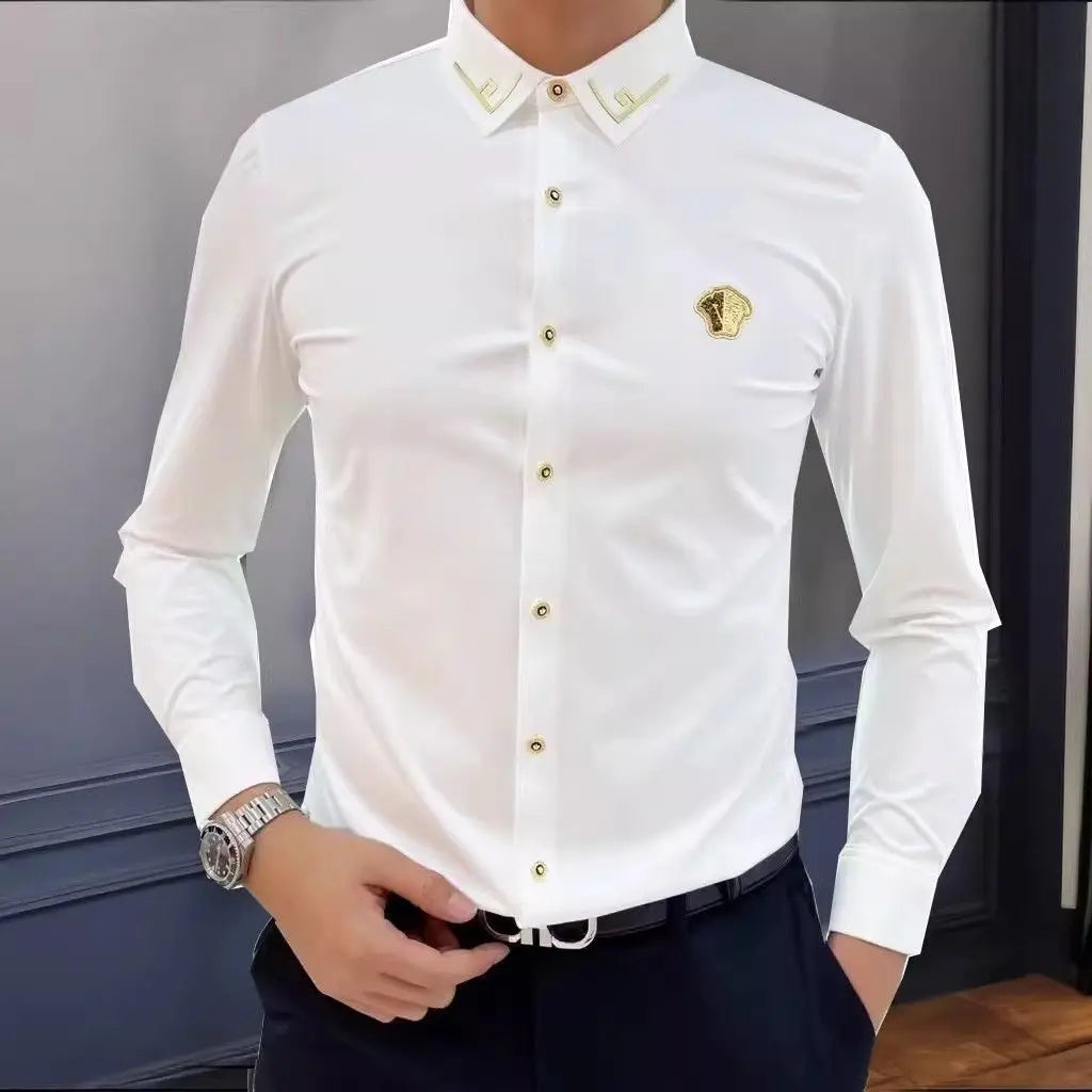 Men’s High-End Lightweight Long Sleeve Shirt – Slim Fit Business Casual Dress Shirt