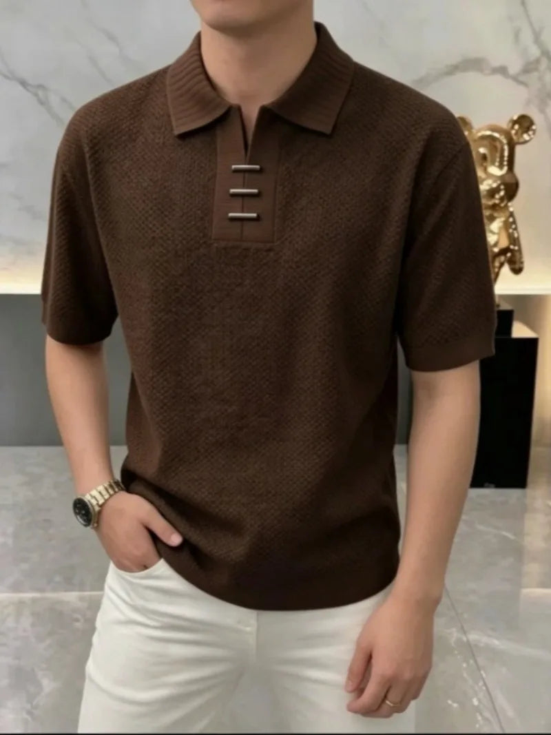 High Quality Summer Polo Shirt for Men Solid Color Short Sleeved Casual Business T-shirt