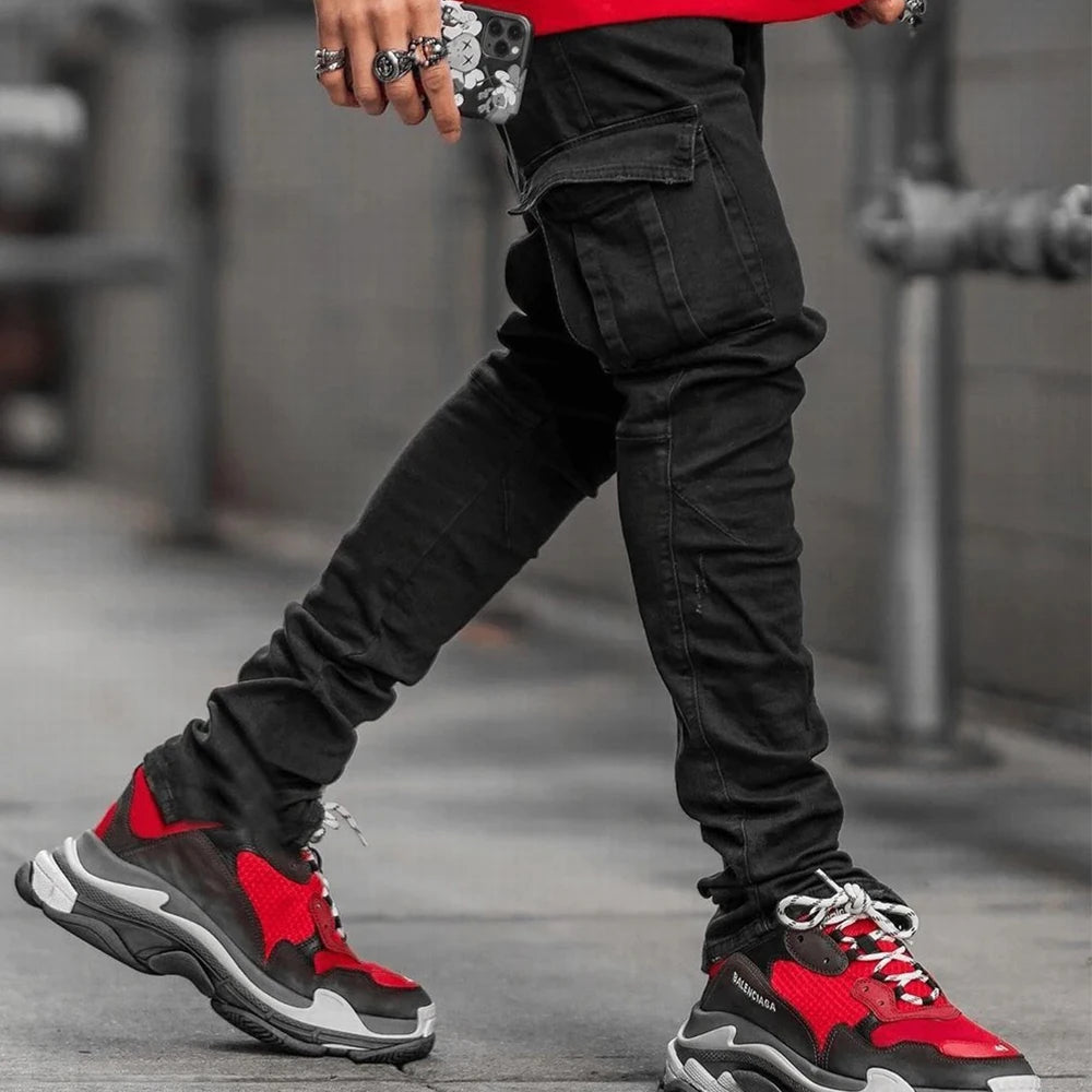 Men's Slim Fit Cargo Denim Jeans