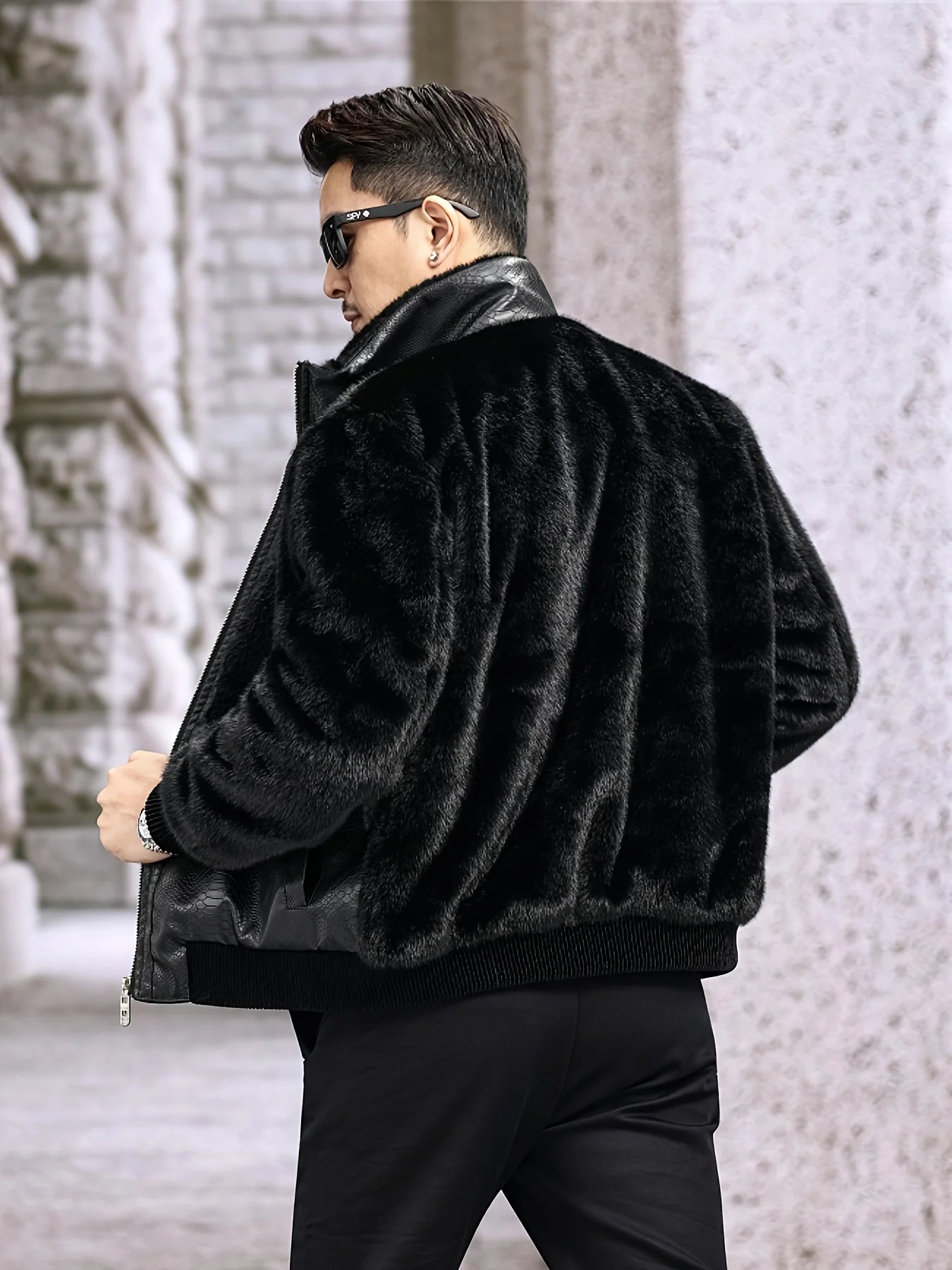 Men’s Winter Faux Fur-Lined Jacket