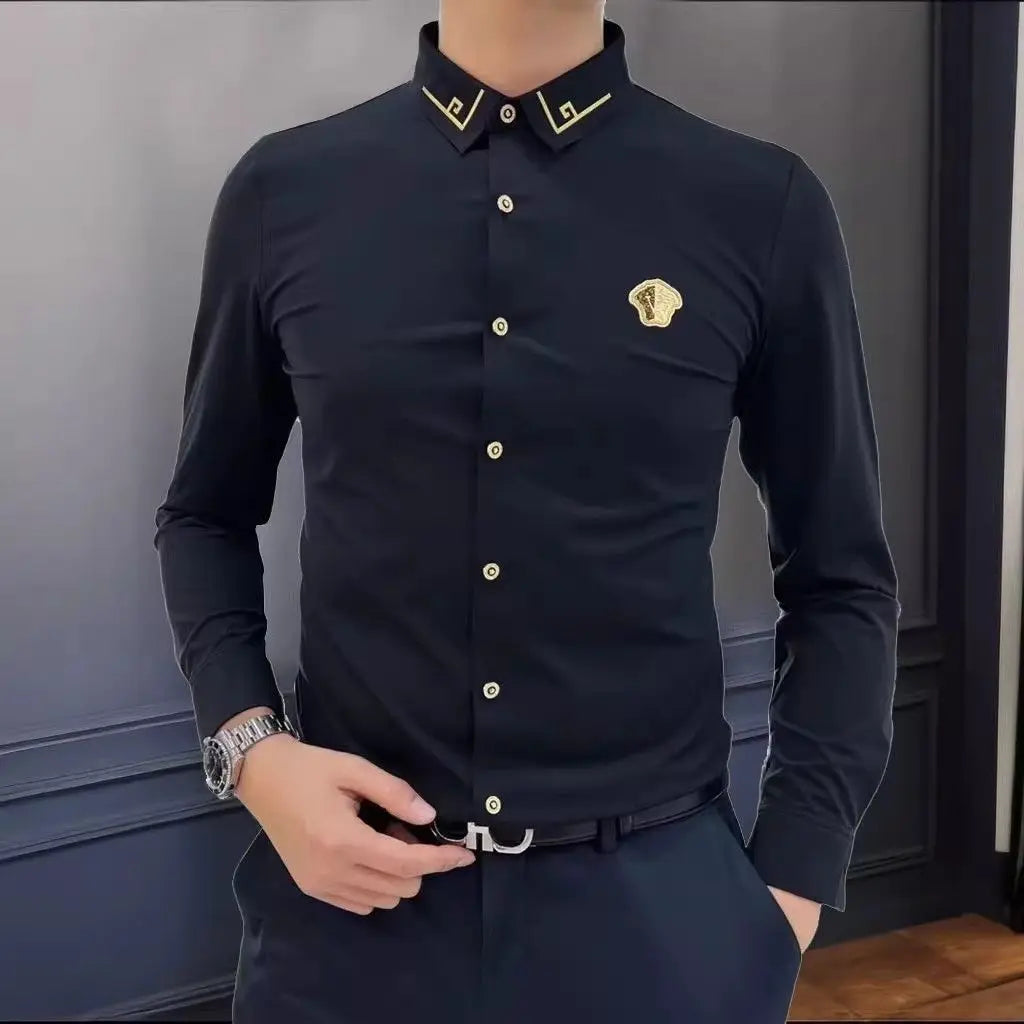Men’s High-End Lightweight Long Sleeve Shirt – Slim Fit Business Casual Dress Shirt