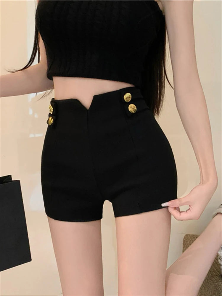 Women's High-Waist Tailored Shorts – Casual Elastic Waist A-Line Summer Shorts
