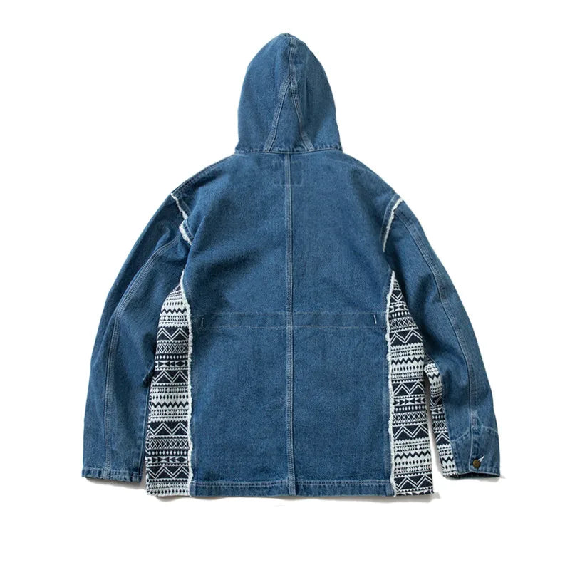 Men National Patchwork Denim Jackets