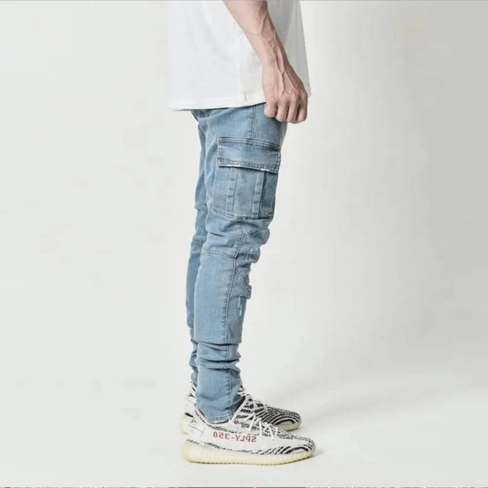 Men's Slim Fit Cargo Denim Jeans