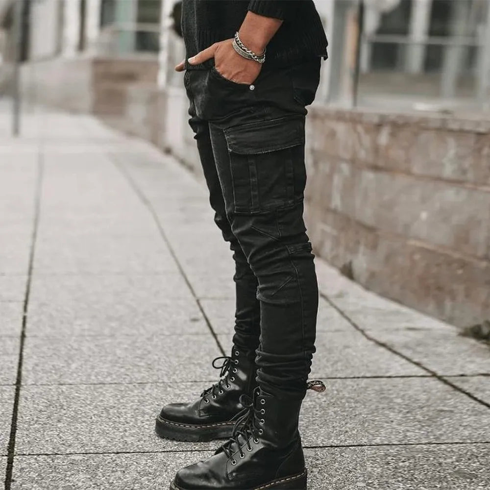 Men's Slim Fit Cargo Denim Jeans