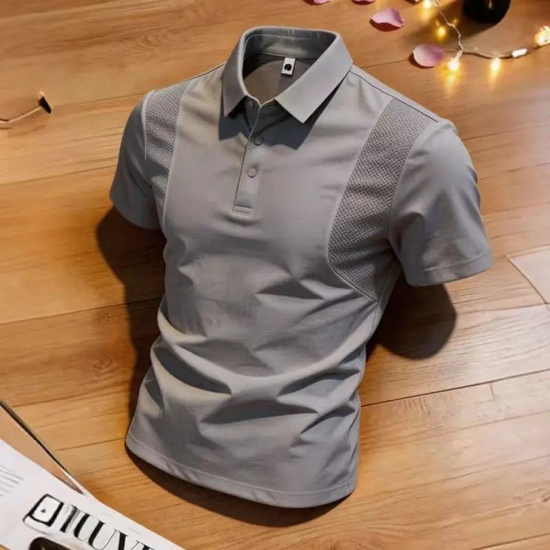 Mirror Atelier Men's Premium Striped Polo Shirt – Breathable Lightweight Short Sleeve Smart Casual Business Top