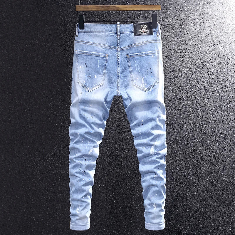 Men Stretch Trousers Painted Designer Hip Hop Pants