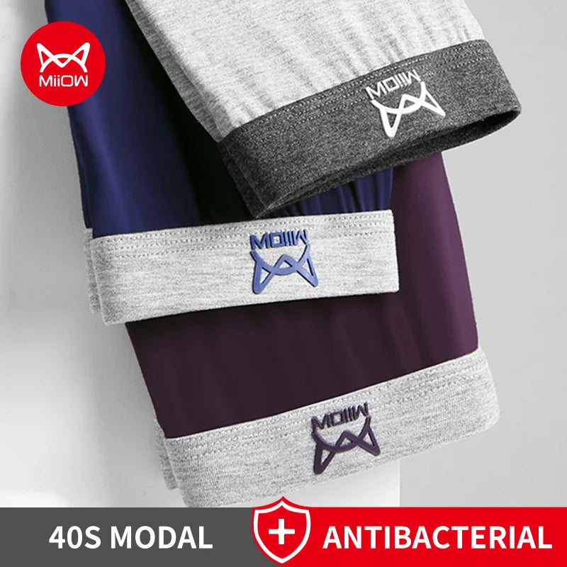MiiOW 3pcs 40S Modal Men Boxers Underwear