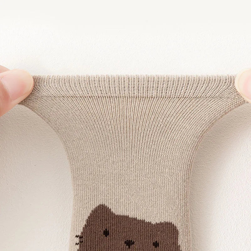 6 Pairs Kids Non-Slip Socks Cute Cartoon Fox and Bear Pattern Comfortable for Toddler