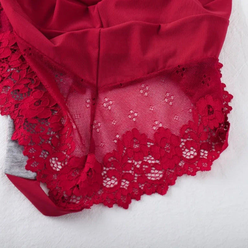Women's High Waist Panties Sexy Underpants Spliced Lace Lingerie