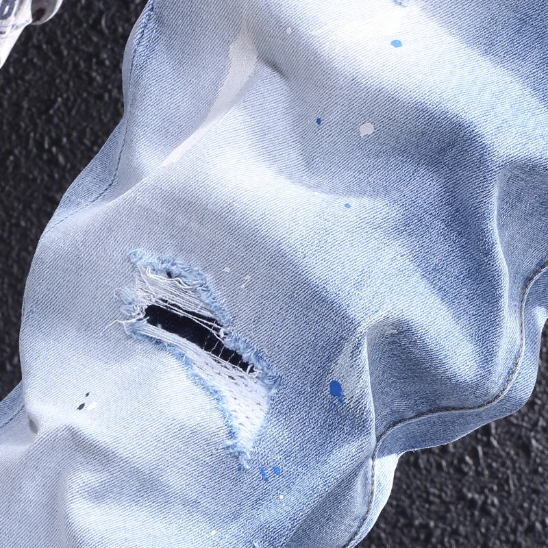 Men Stretch Trousers Painted Designer Hip Hop Pants
