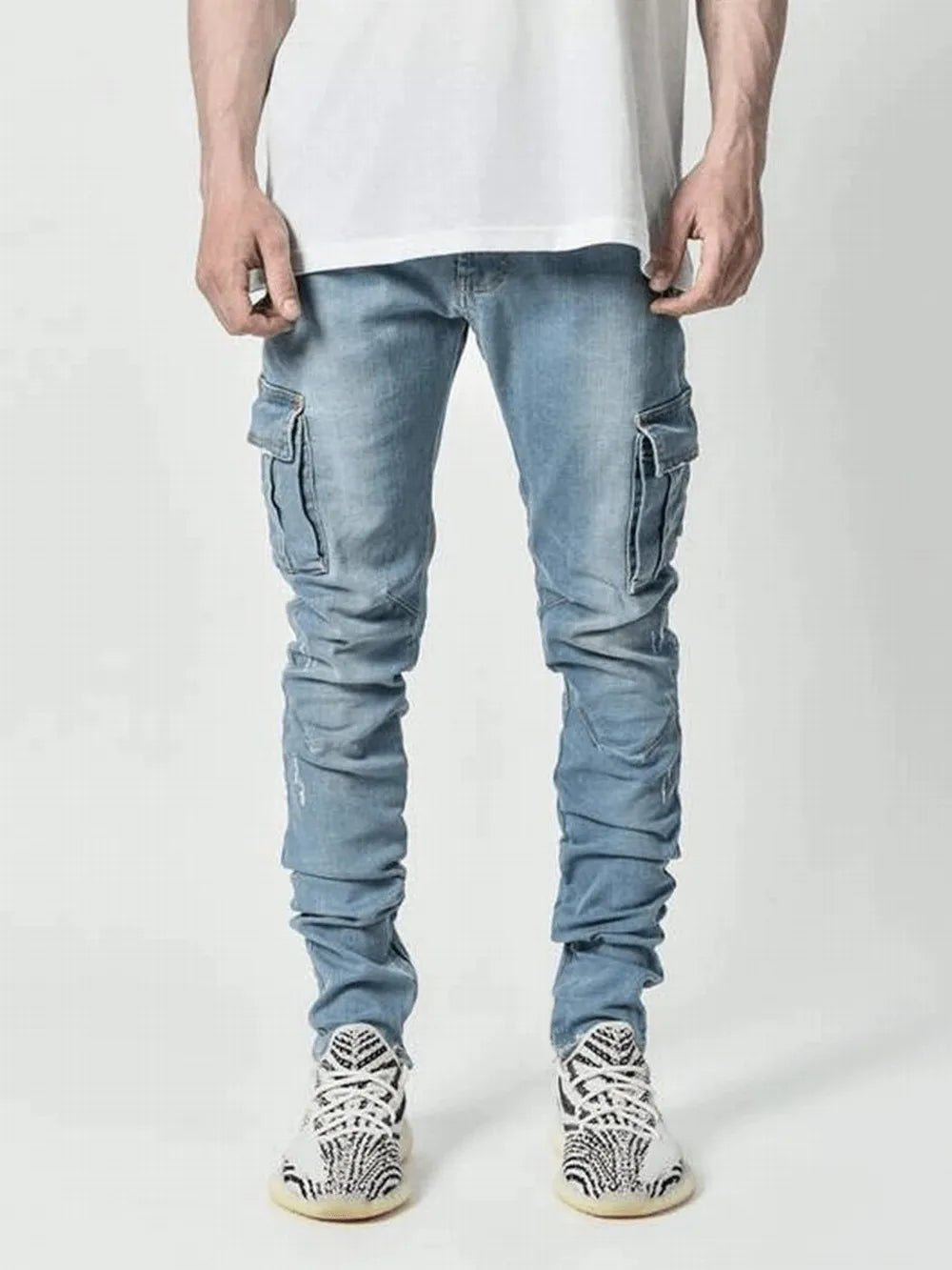 Men's Slim Fit Cargo Denim Jeans