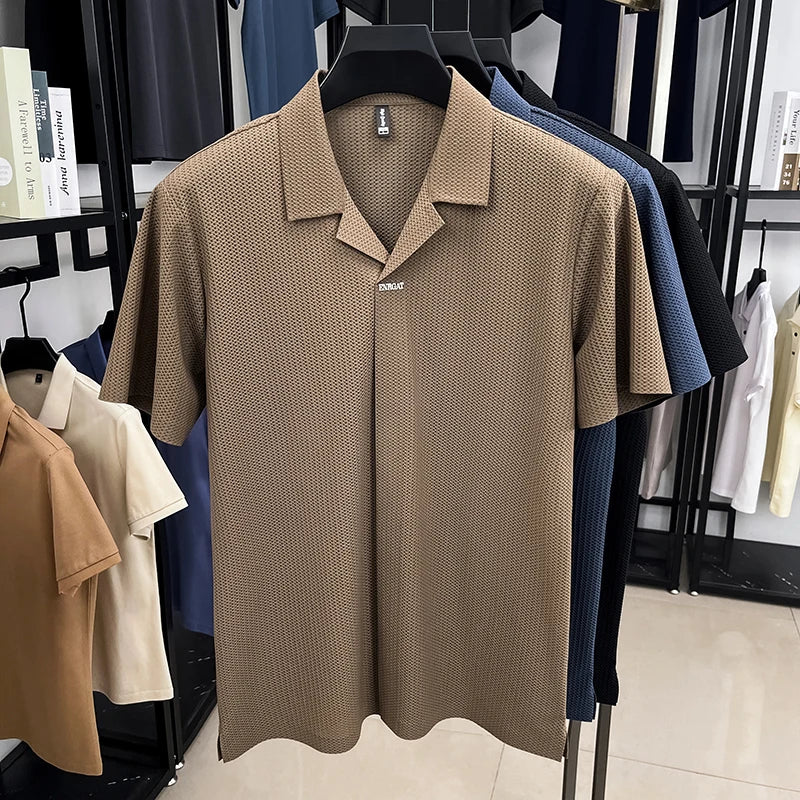 Men's Cuban Collar Short Sleeve Shirt