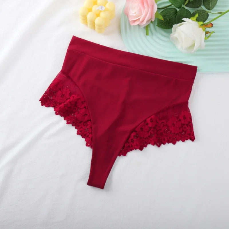 Women's High Waist Panties Sexy Underpants Spliced Lace Lingerie