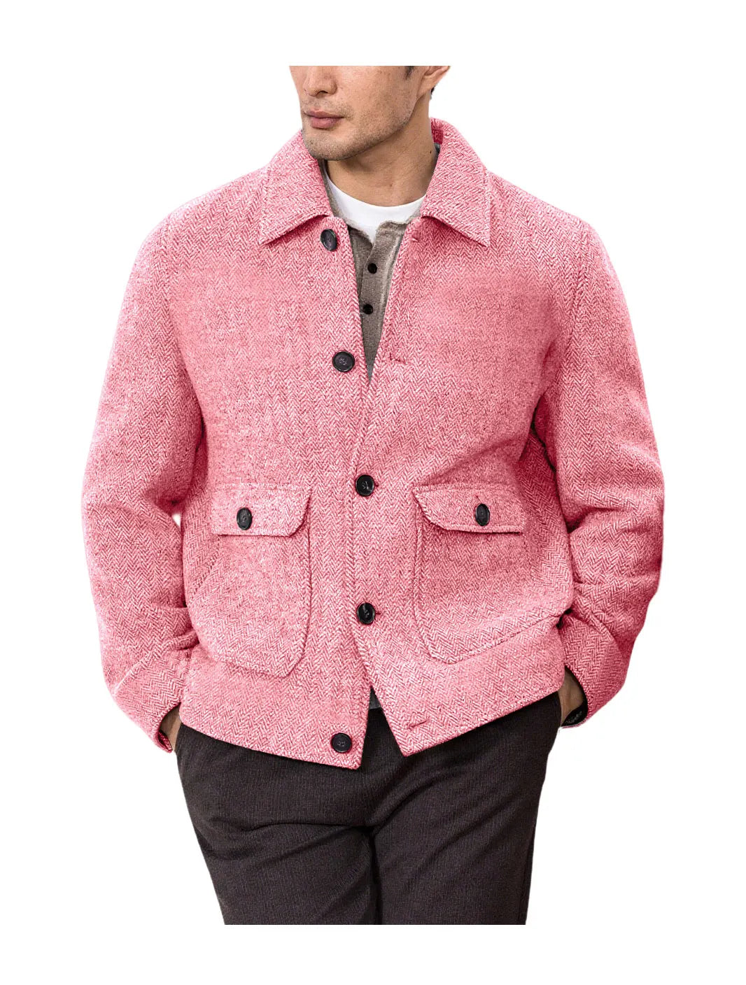 Men Vintage Button Jacket Casual Outerwear For Daily Commute