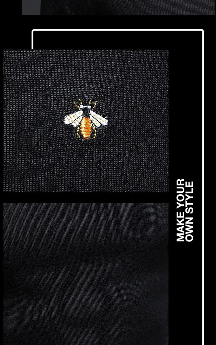 Men's Premium Bee Embroidered Short Sleeve T-Shirt – Soft Knit Casual Top