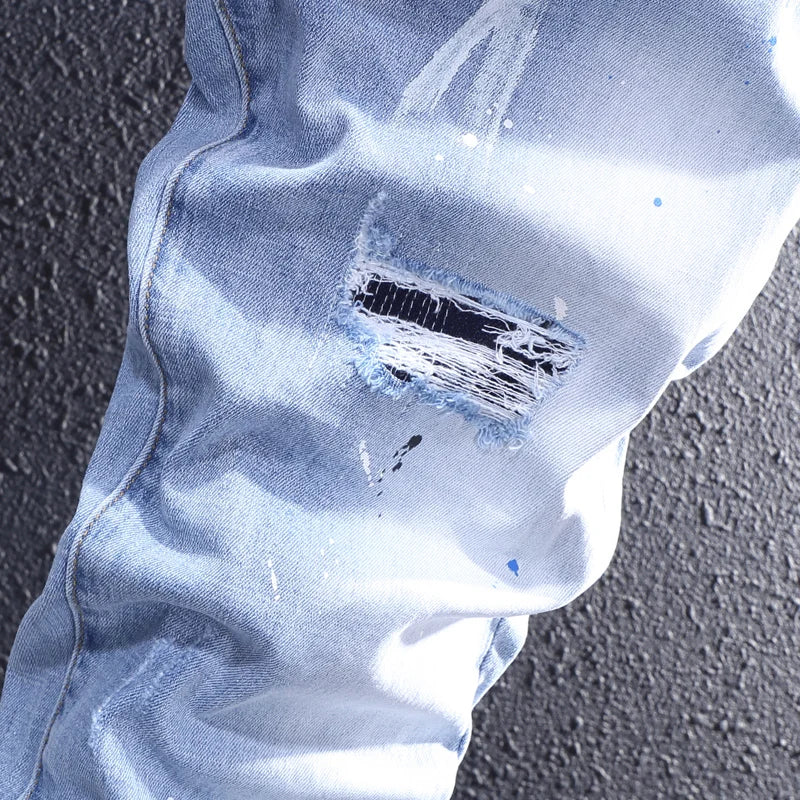 Men Stretch Trousers Painted Designer Hip Hop Pants