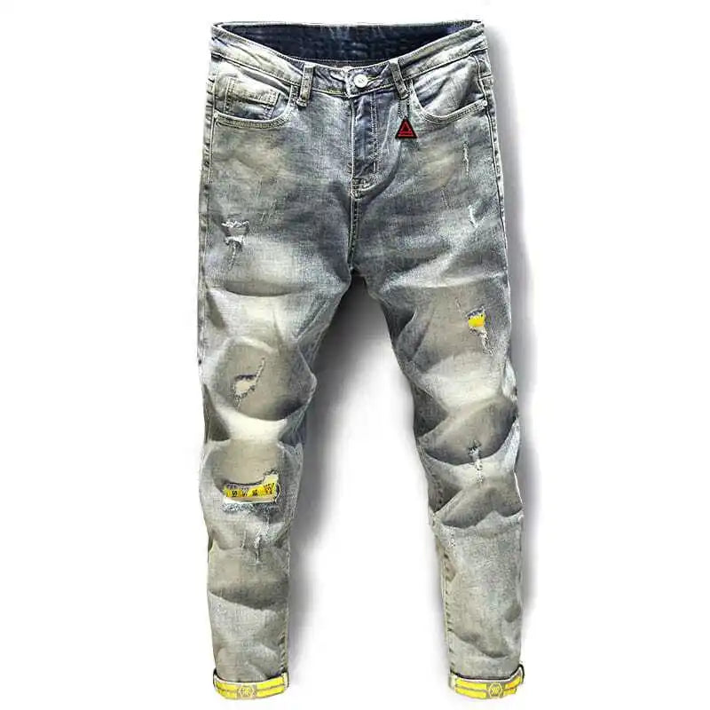 Men's Casual Slim Denim Pencil Spring Autumn Skinny Ripped Classic Jeans Cowboy Pants for Men