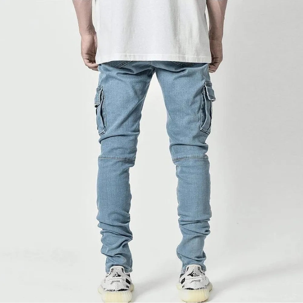 Men's Slim Fit Cargo Denim Jeans