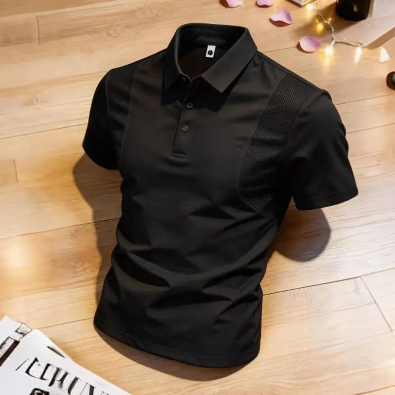 Mirror Atelier Men's Premium Striped Polo Shirt – Breathable Lightweight Short Sleeve Smart Casual Business Top