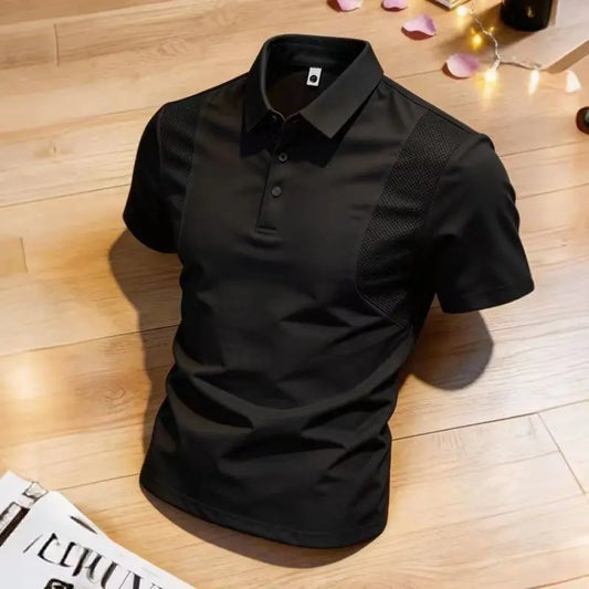 Mirror Atelier Men's Premium Striped Polo Shirt – Breathable Lightweight Short Sleeve Smart Casual Business Top