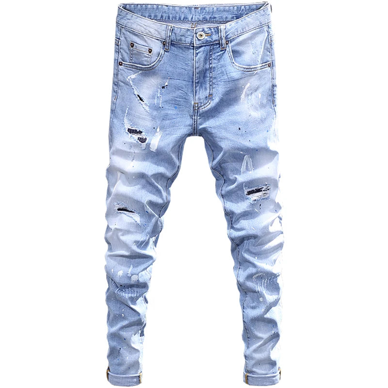 Men Stretch Trousers Painted Designer Hip Hop Pants