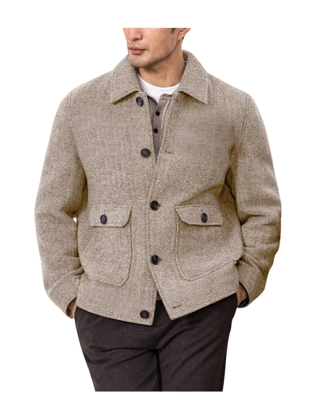 Men Vintage Button Jacket Casual Outerwear For Daily Commute