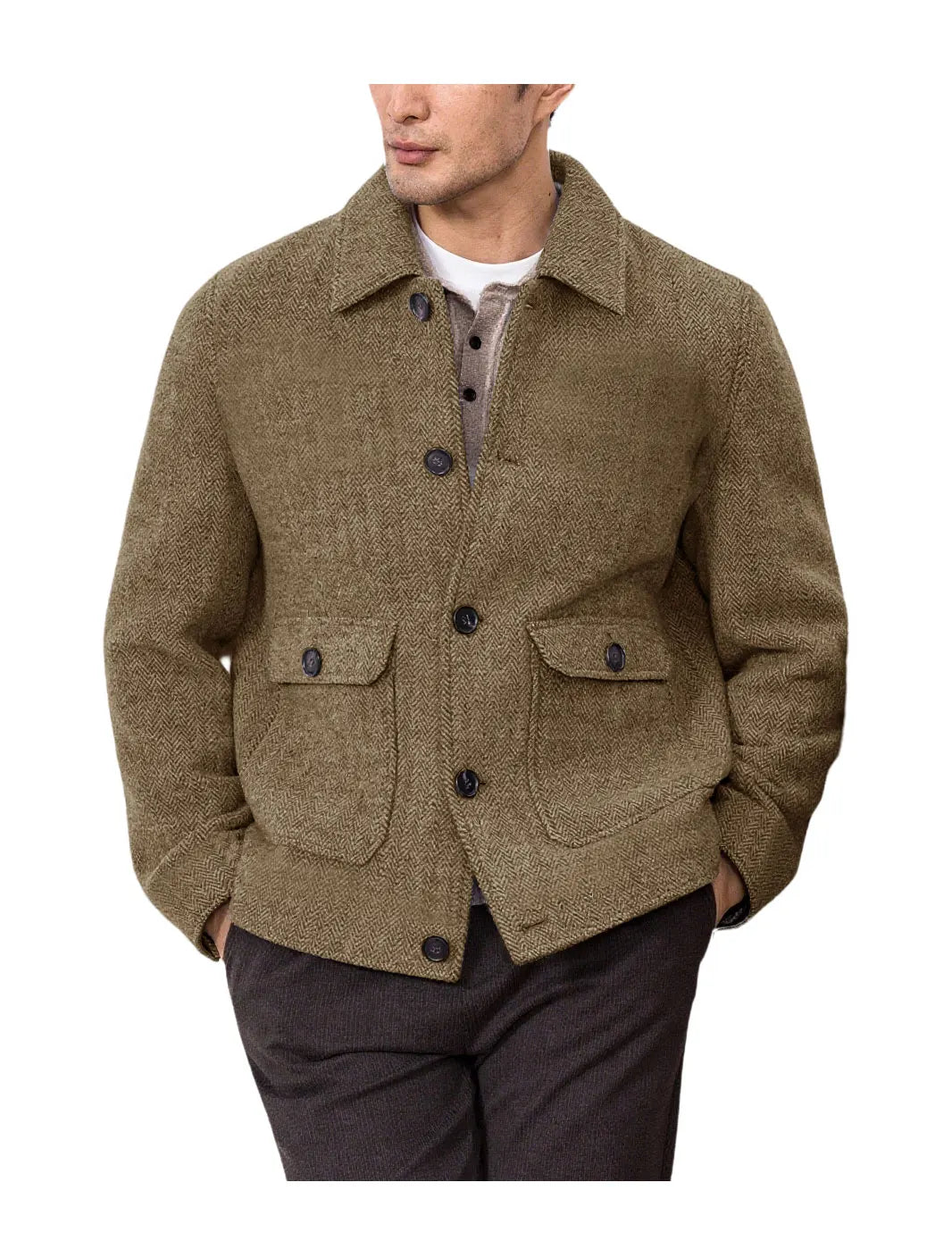 Men Vintage Button Jacket Casual Outerwear For Daily Commute