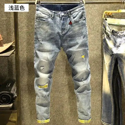 Men's Casual Slim Denim Pencil Spring Autumn Skinny Ripped Classic Jeans Cowboy Pants for Men