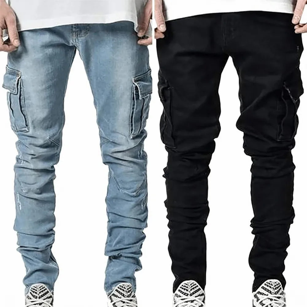 Men's Slim Fit Cargo Denim Jeans