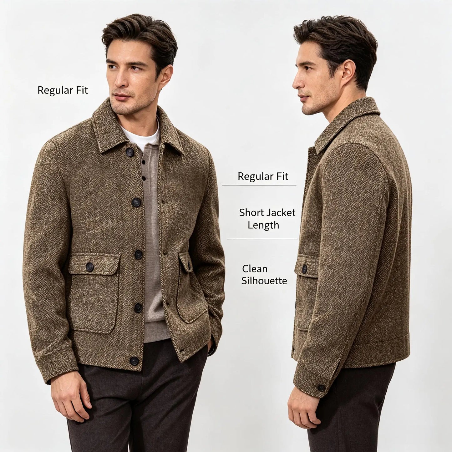 Men Vintage Button Jacket Casual Outerwear For Daily Commute