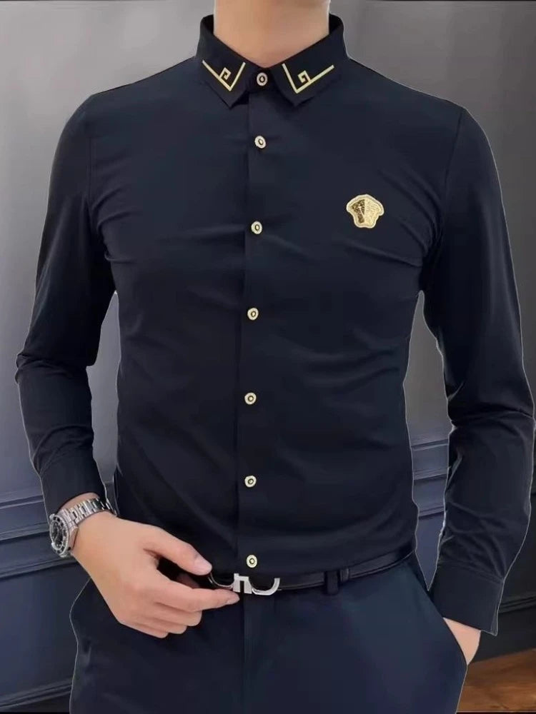 Men’s High-End Lightweight Long Sleeve Shirt – Slim Fit Business Casual Dress Shirt
