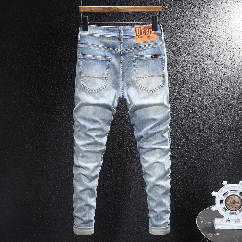 Vintage Casual Denim Pants Hombre