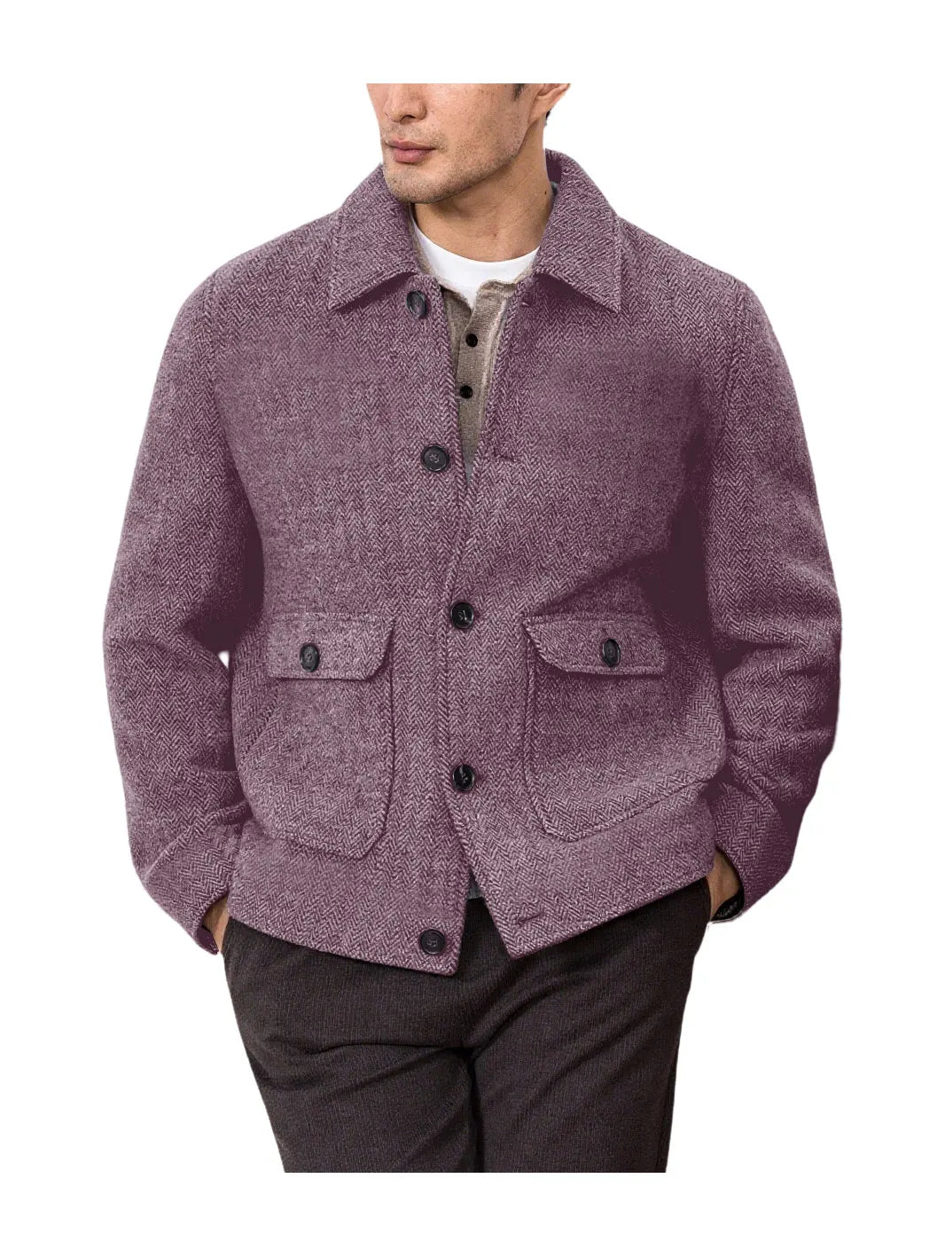 Men Vintage Button Jacket Casual Outerwear For Daily Commute